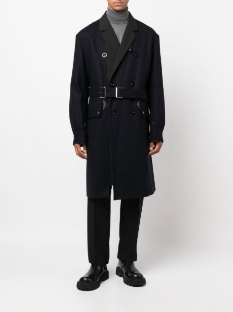 belted double-breasted wool coat