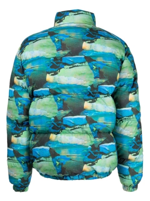 printed quilted puffer jacket