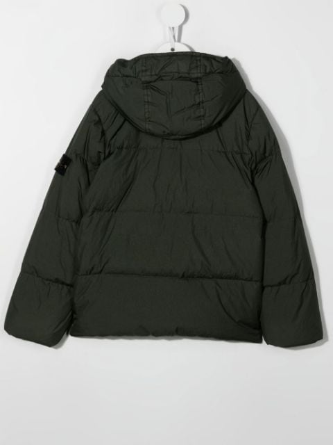 logo-patch hooded puffer jacket