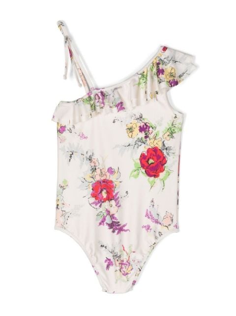 floral-print asymmetric swimsuit