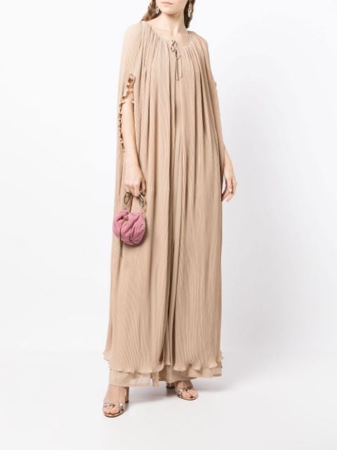 sleeveless long dress-cape set
