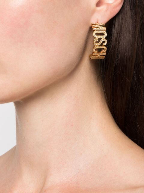 rhinestone-embellished half-hoop earrings