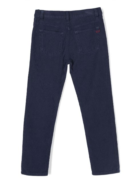 tonal-stitching corduroy jeans