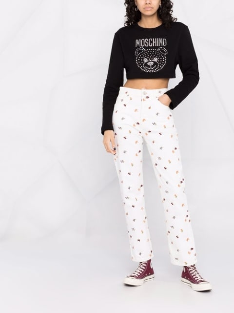 crystal-embellished Teddy Bear cropped top