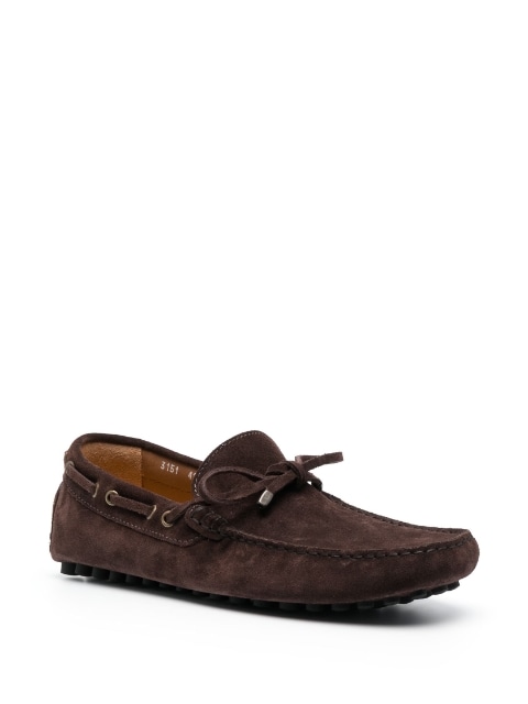 drawstring suede boat shoes