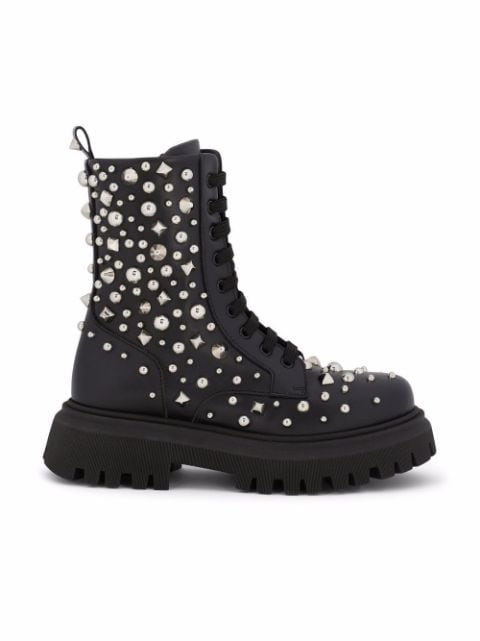 studded leather combat boots
