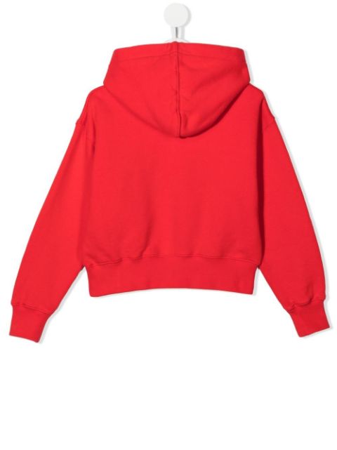 shark-print cotton hoodie