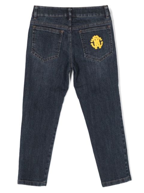 branded rear-pocket denim trousers