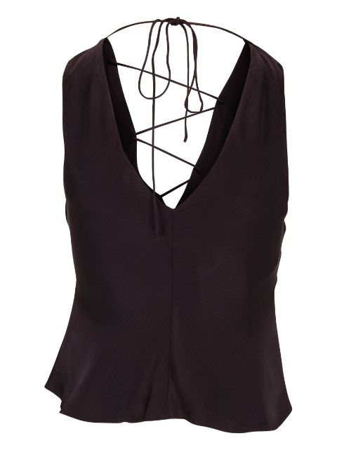 crossover strap-detail sleeveless blouse