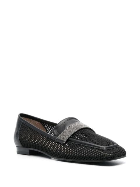 10mm mesh square-toe loafers