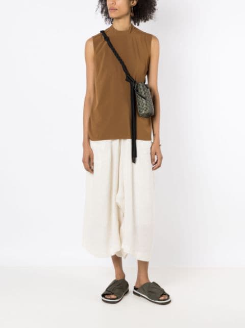 cropped wide-leg drawstring trousers