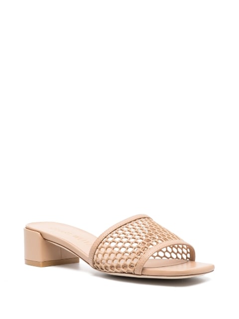 mesh panelled calf leather mules