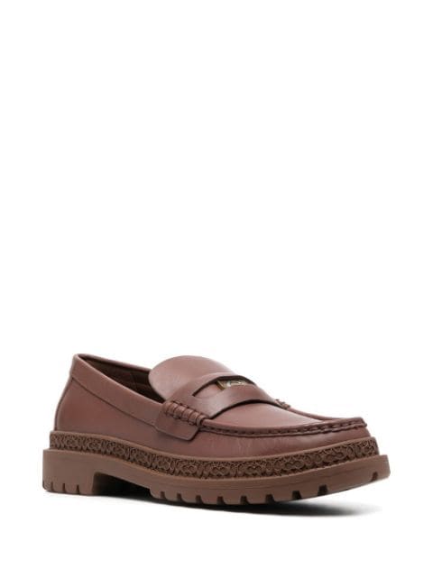 coin-detail leather loafers