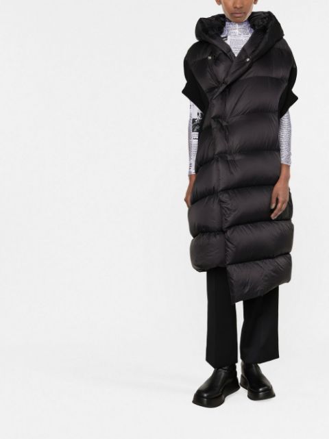 asymmetric hooded padded coat