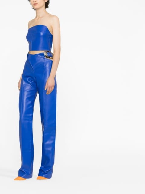 faux-leather high-waist trousers