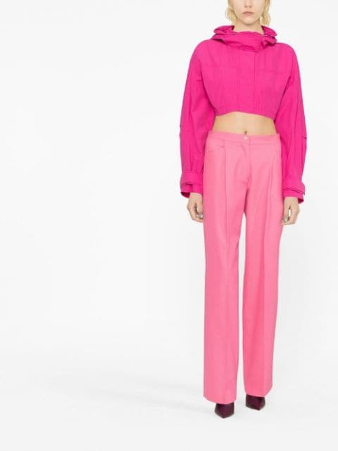 pressed-crease tailored wide-leg trousers