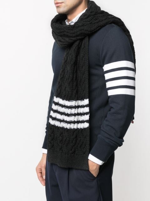 4-Bar Aran merino wool scarf