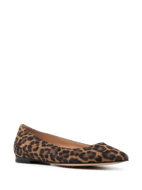 leopard-print leather ballerina shoes