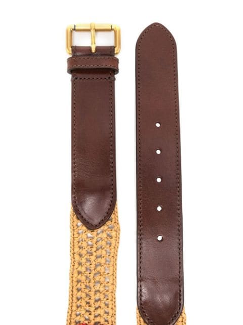 interwoven raffia-leather belt