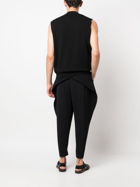 pleated crossover-detail trousers